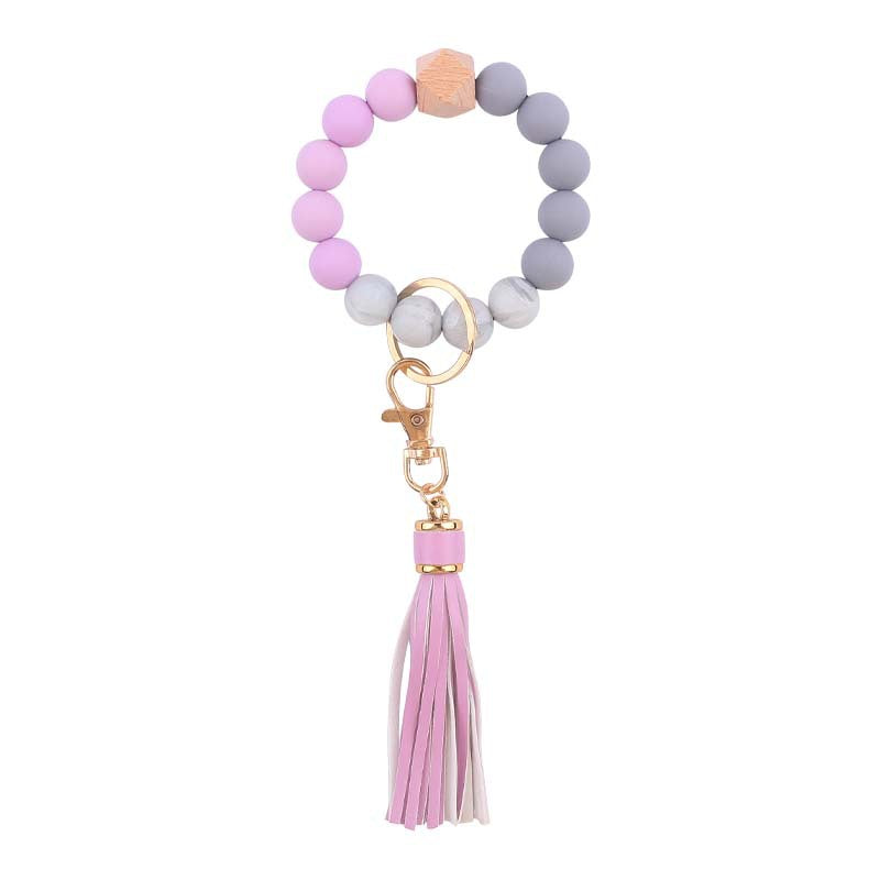 Wholesale Leather PU Tassel Silicone Wrist Keychain